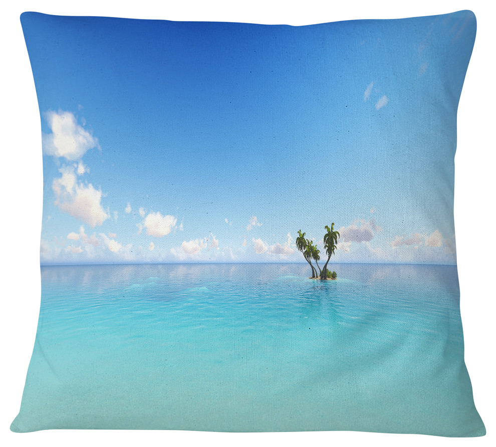 Blue Corals Island Sea Seascape Throw Pillow, 18"x18"