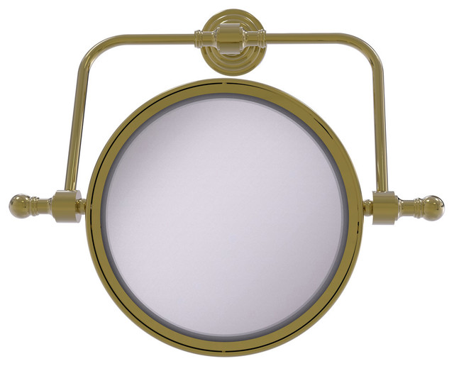 Retro Wave Collection Wall Mounted Swivel Make Up Mirror, Unlacquered Brass