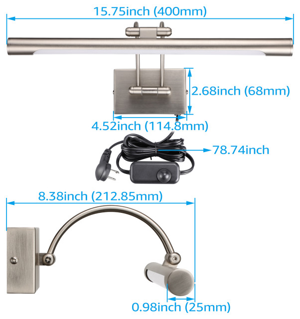 4 Pack 3CCT LED Picture Light, Plug-in/Hardwire, Satin Nickel ...
