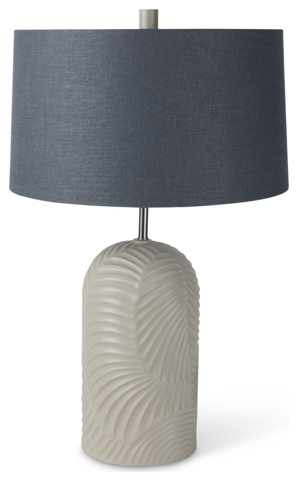 Quinn 19.0Lx19.0Wx24.6H Beige Base With Navy Fabric Shade Table Lamp