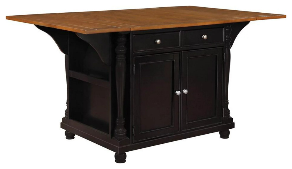 Classic Old World Kitchen Island, Double Drop Leaf Top & Spacious