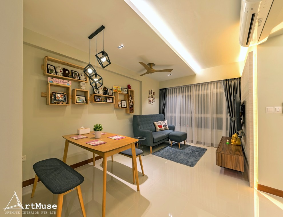 Photo of a Scandinavian living room in Singapore.