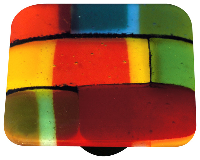 Art Glass Mosaic Knob, Black Post Contemporary And Drawer