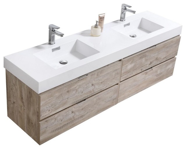 Wall Mount Modern Bathroom Vanity, 72 Inch Floating Vanity Single Sink