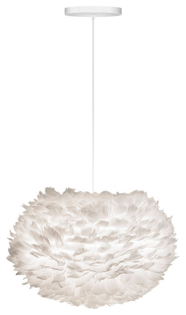 Eos Feather Pendant Light With Canopy, White