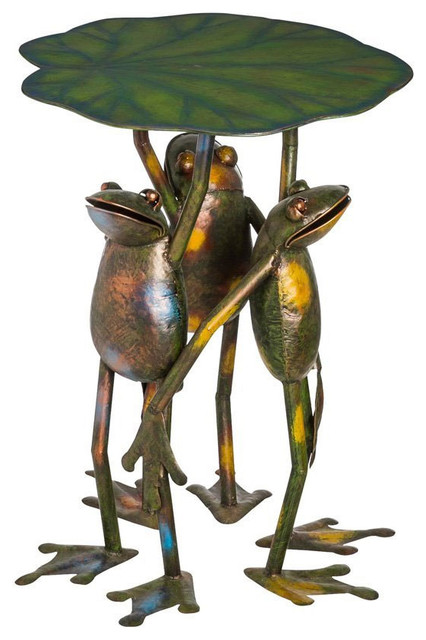 3 Frog Metal Patio Side Table