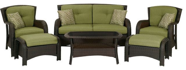 Strathmere 6 Piece Lounge Set Cilantro Green Tropical Outdoor Lounge Sets By Bisonoffice