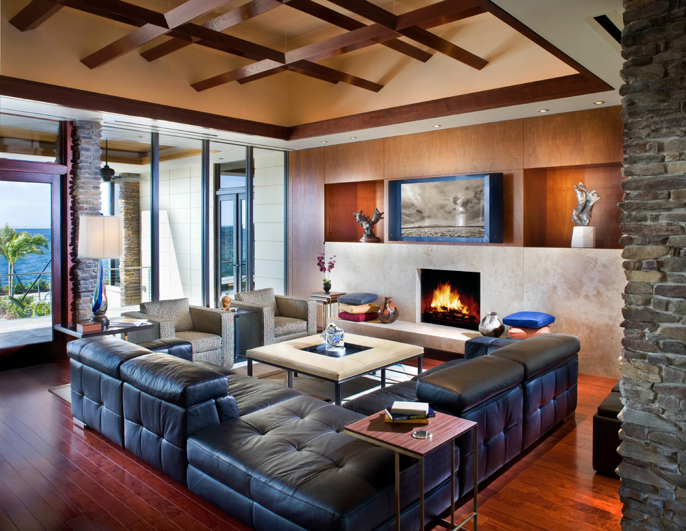 This is an example of a contemporary formal living room in Tampa.