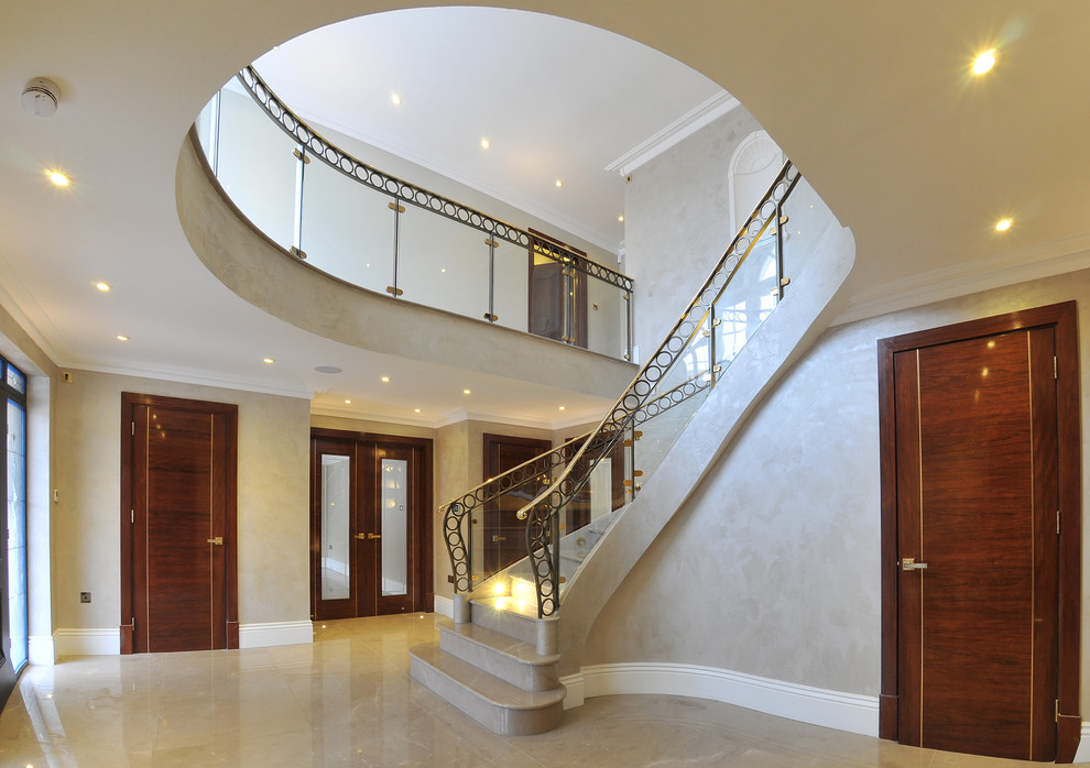 Inspiration for a contemporary curved staircase in London.