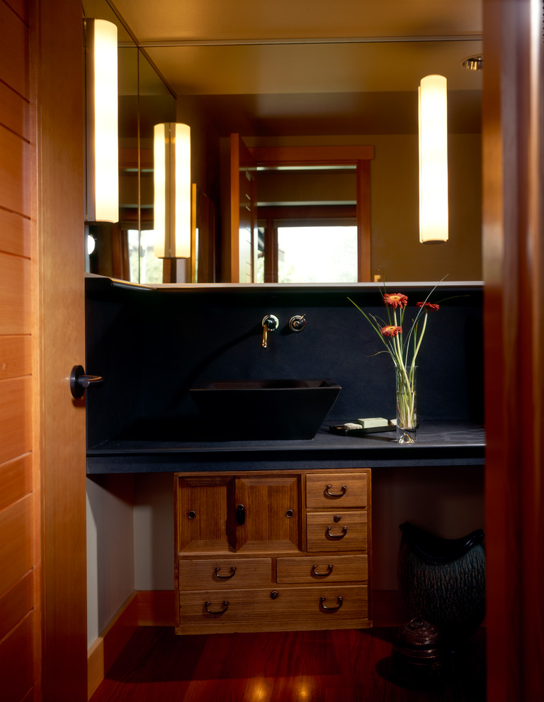 Design ideas for an asian powder room in Seattle.