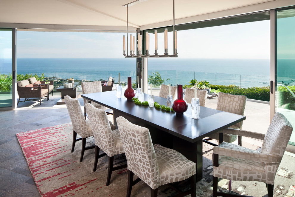 Photo of a contemporary open plan dining in Orange County.