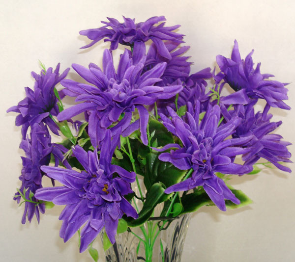 12 Chrysanthemum Purple Artificial Silk Flowers Bouquet