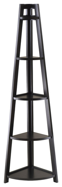 Winsome Wood Black 5 Tier Adam A Frame Corner Shelf