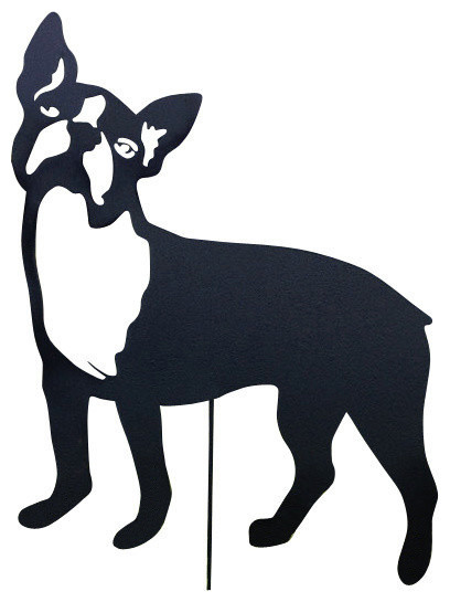 Boston Terrier Garden Art, Black, Garden Stake