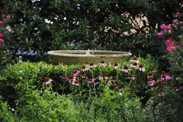 Contemporary Cottage Garden Stone Fountain Bowl Traditional