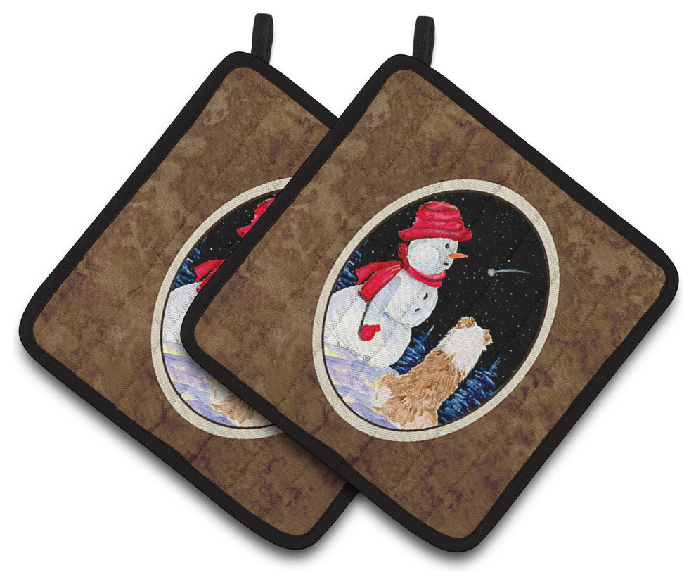 Australian Shepherd Pot Holders, Set of 2 Contemporary Oven Mitts And Pot Holders by the