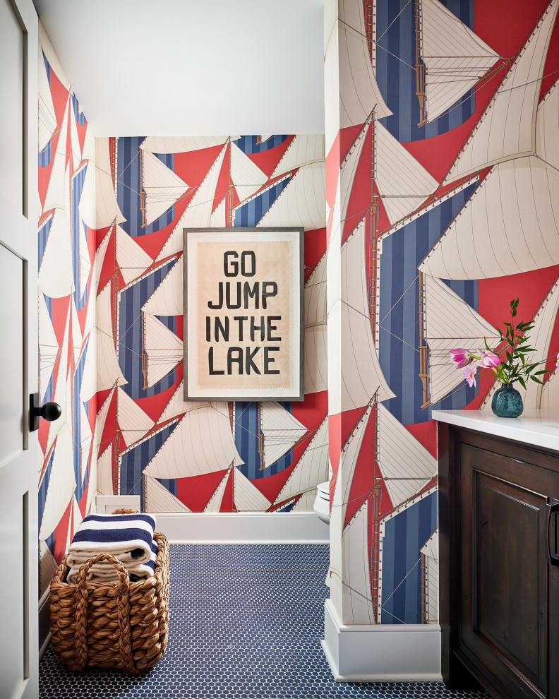 Nautical Powder Bath in Lake House - Beach Style - Powder Room - Grand ...