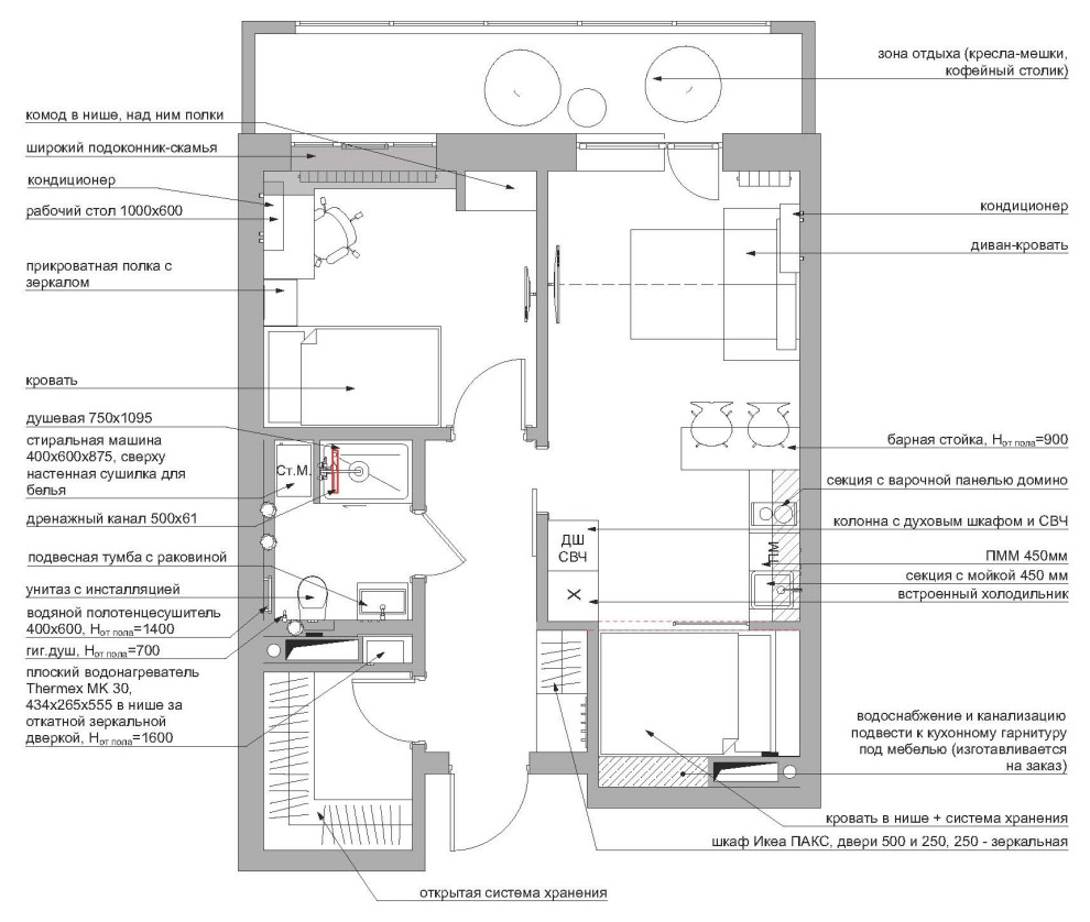 План квартиры с мебелью