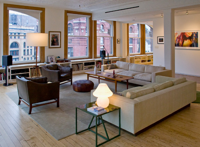 Tribeca Loft industrielt-dagligstue