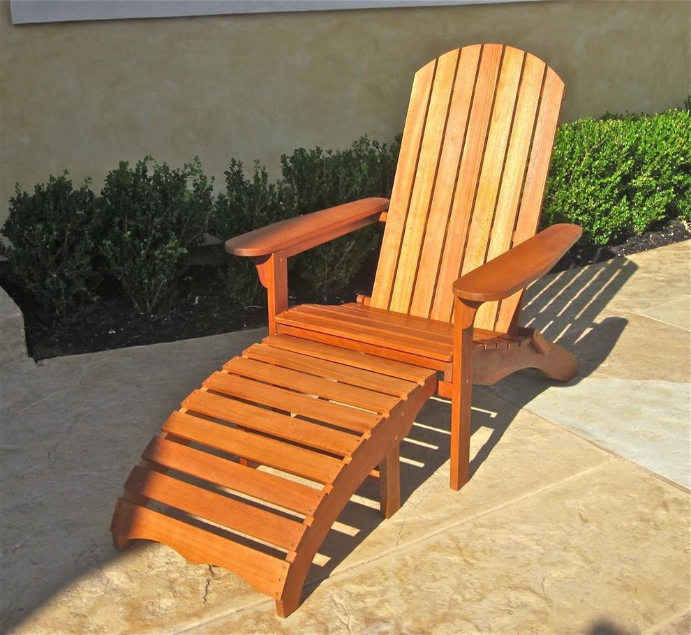 Balau Adirondack Patio Chair With Footrest Contemporary