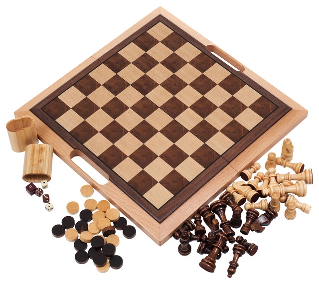 Deluxe Wooden Chess Backgammon Table Set Outdoor Games Game Room Tables Durable