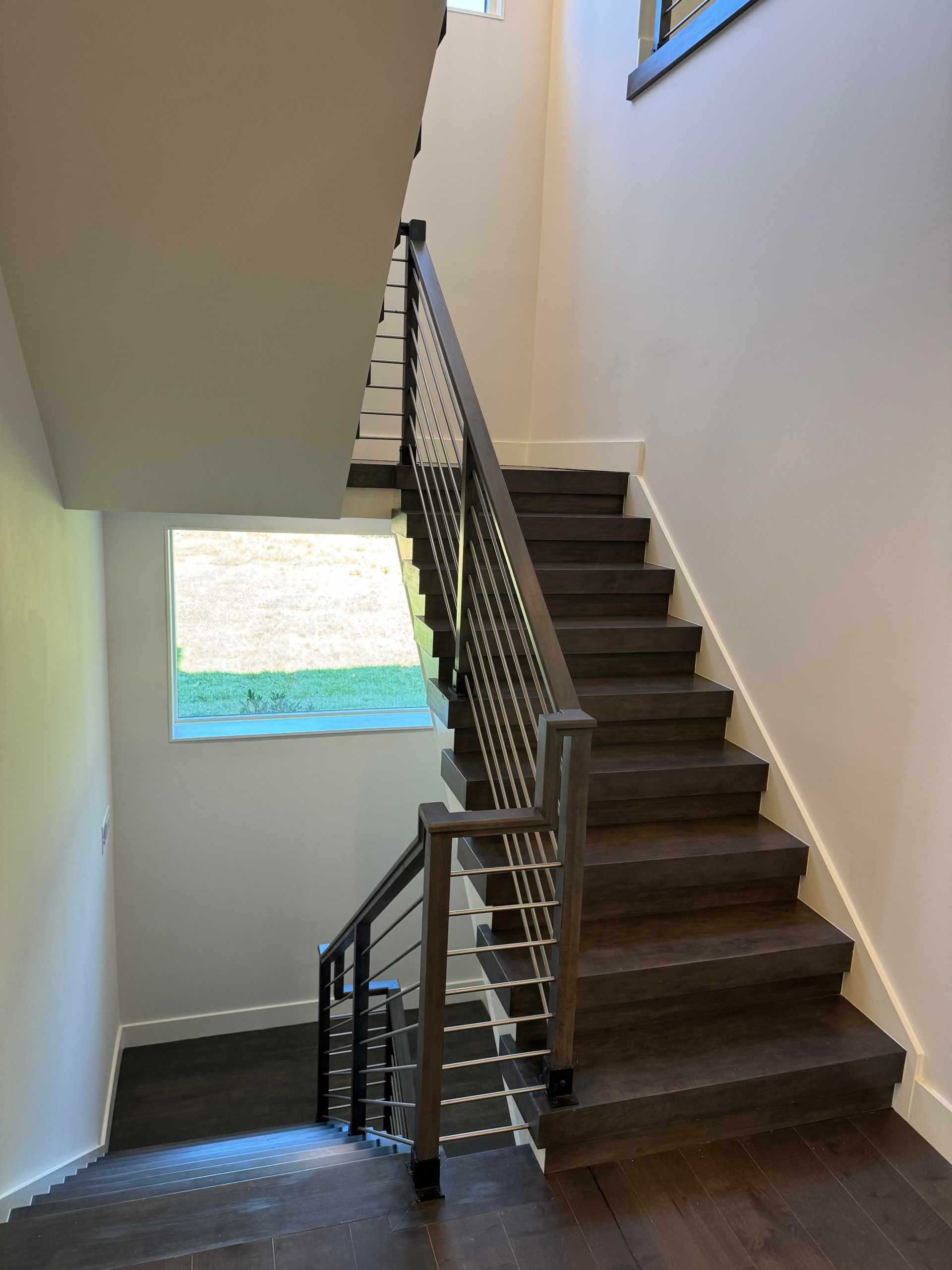 137_Transitional Maple Staircase with Stainless Steel Rail, Clifton, VA 2014