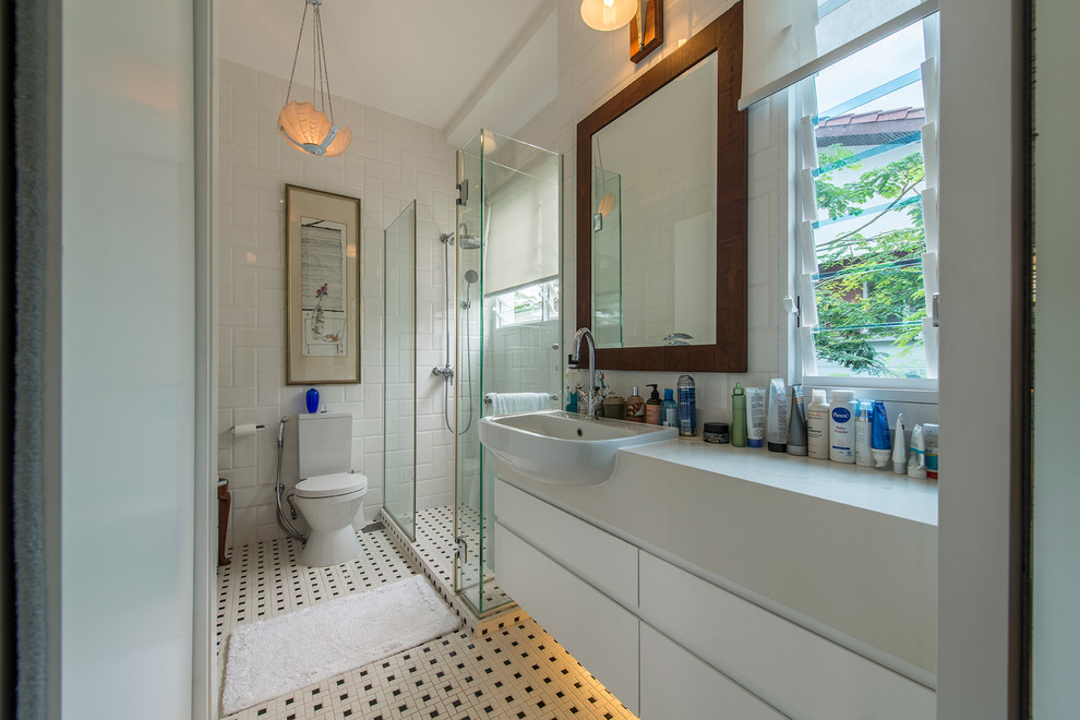 Design ideas for a transitional bathroom in Singapore.