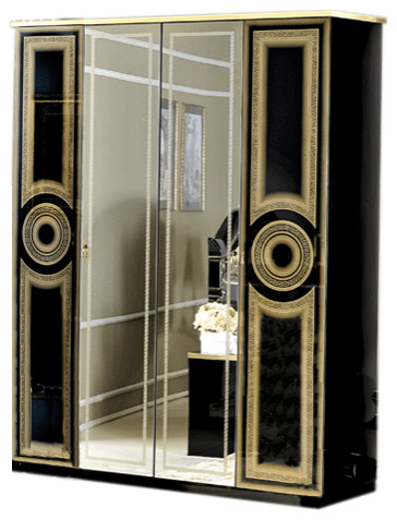 Black/Gold 4 Door Wardrobe