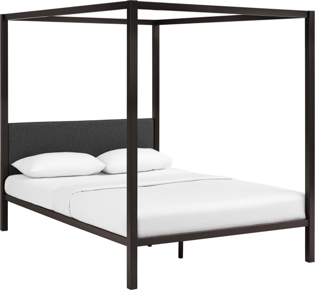 Hopedale Canopy Bed Frame - Brown Gray, Queen