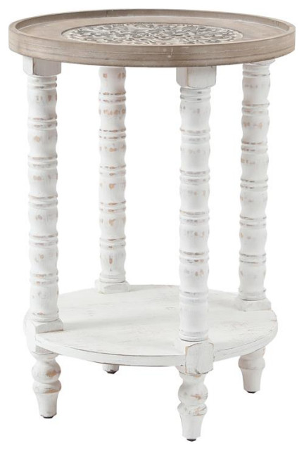 LuxenHome Wood Farmhouse Side and End Table 
