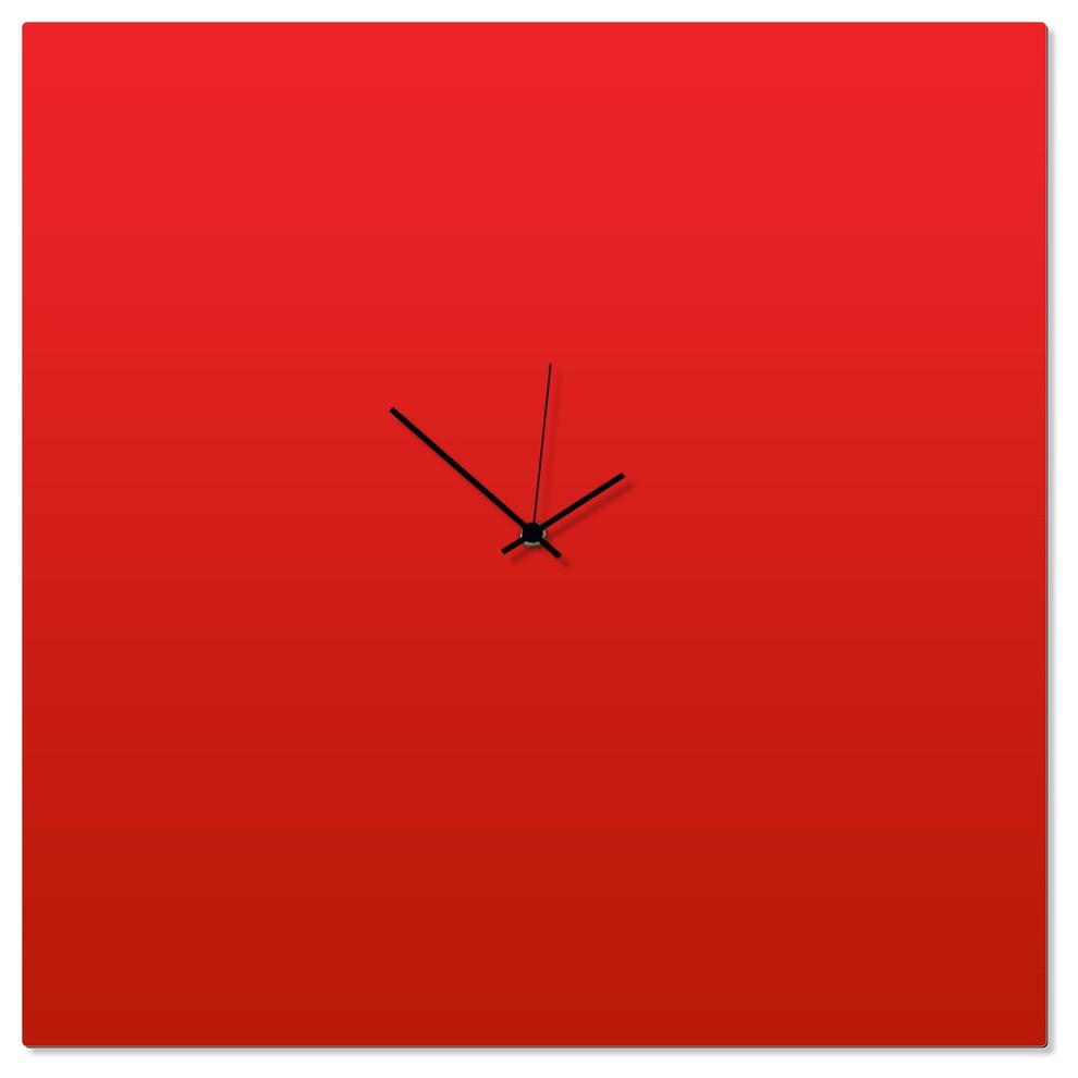 Contemporary Clock 'Redout Black Square Clock Large' Artistic Red Kitchen Clock