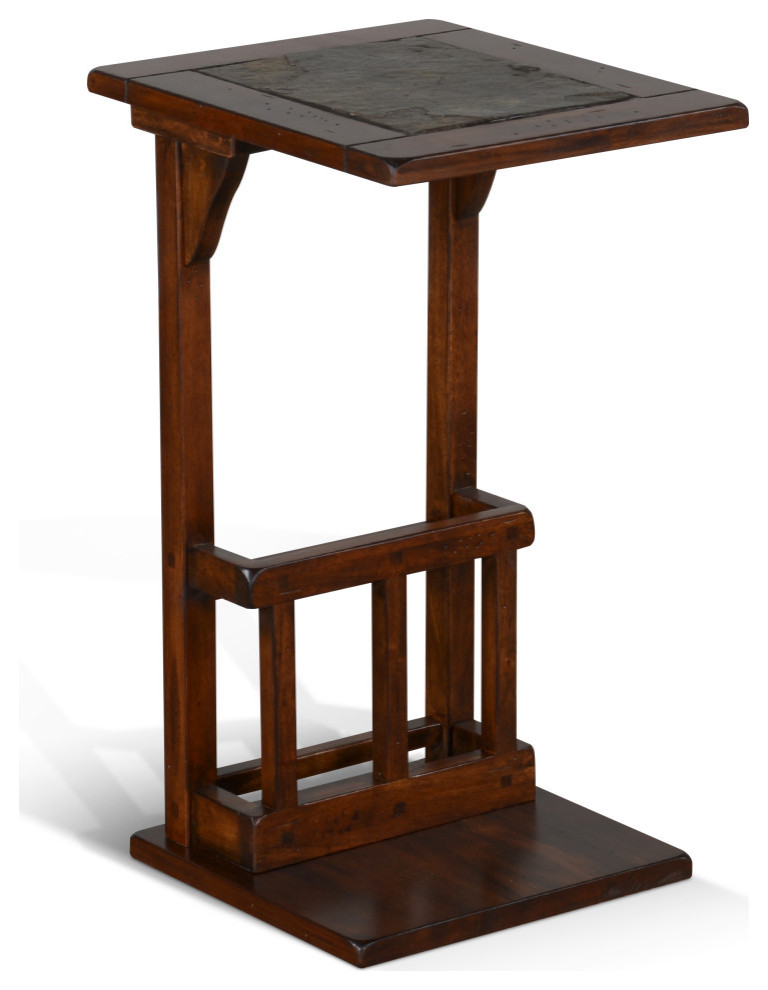Dark Brown Magazine Table Distressed Mahogany Solids Transitional