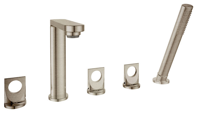 Fresh 5 Hole Roman Tub Set With Handheld Shower Modern Bathtub