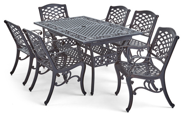 GDF Studio 7-Piece Jody Outdoor 6-Seater 64"-81" Dining Set With