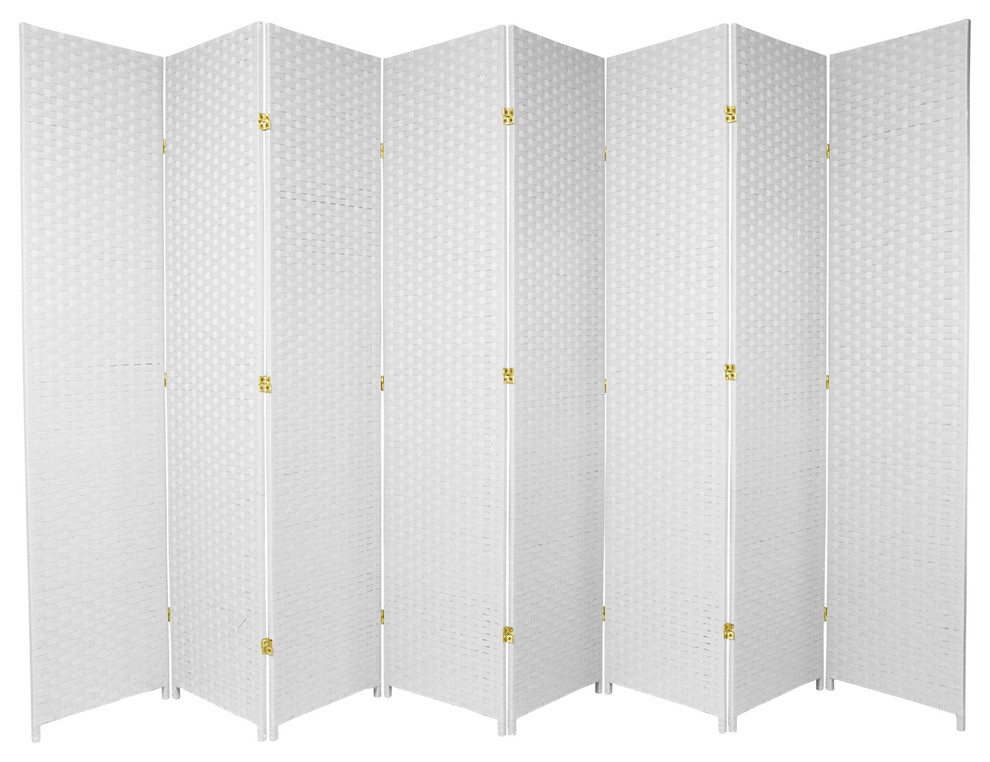 7' Tall Woven Fiber Room Divider, PARENT, 8 Panels Tropical Screens