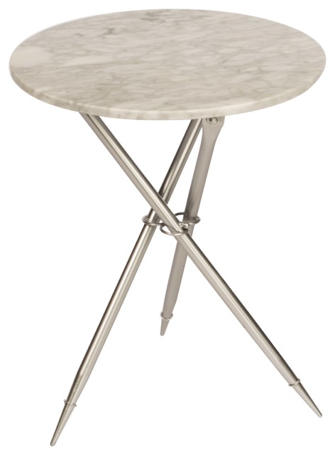 Ethelle Foldable Marble Top Silver Side Table Midcentury Side Tables And End Tables By Statements By J Houzz