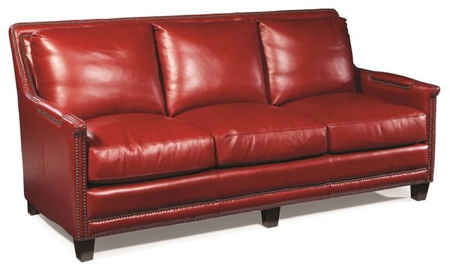 Red Leather Sofa Nailheads Traditional Sofas By Silver Coast Red Leather Sofa Nailheads