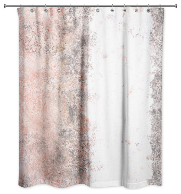 Pink And Gray Marble Shower Curtain