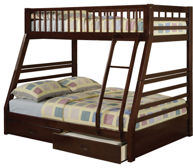 ACME Jason Twin/Full Bunk Bed and Drawers, Espresso Transitional