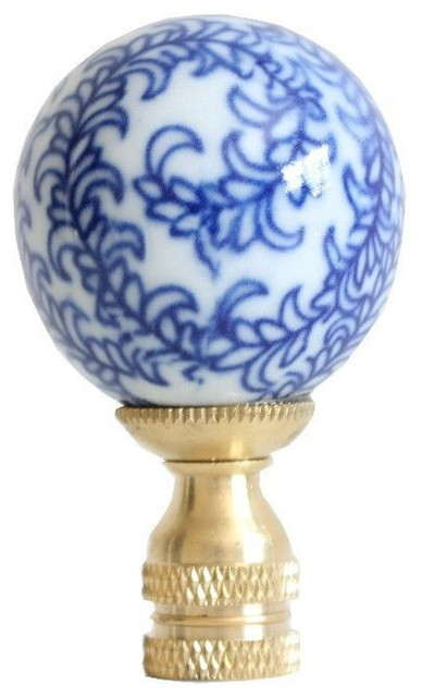 Blue and White Floral Motif Porcelain Ball Finial