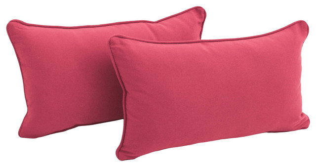 20" by 12IN Solid Twill Back Support Pillows, Bery Berry