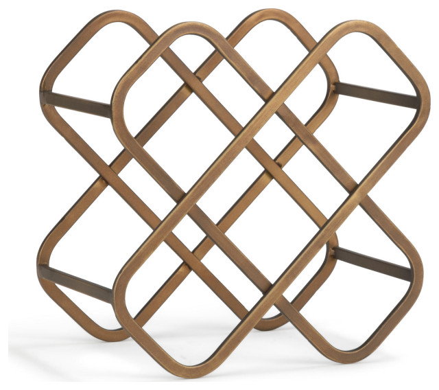 5Bottle Gold Metal Tabletop Wine Bottle Holder Contemporary Wine Racks by Tripar