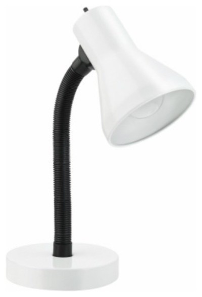 Globe Electric 12716 Goose Neck Desk Lamp w/ Non-Dimmable LED Bulb, 14", White