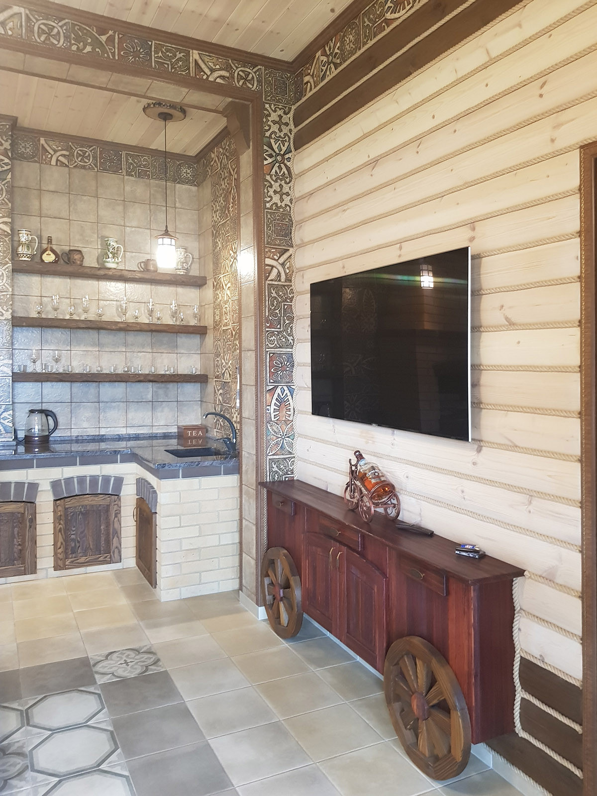 Банкетная для гостей в загородном доме(фото)