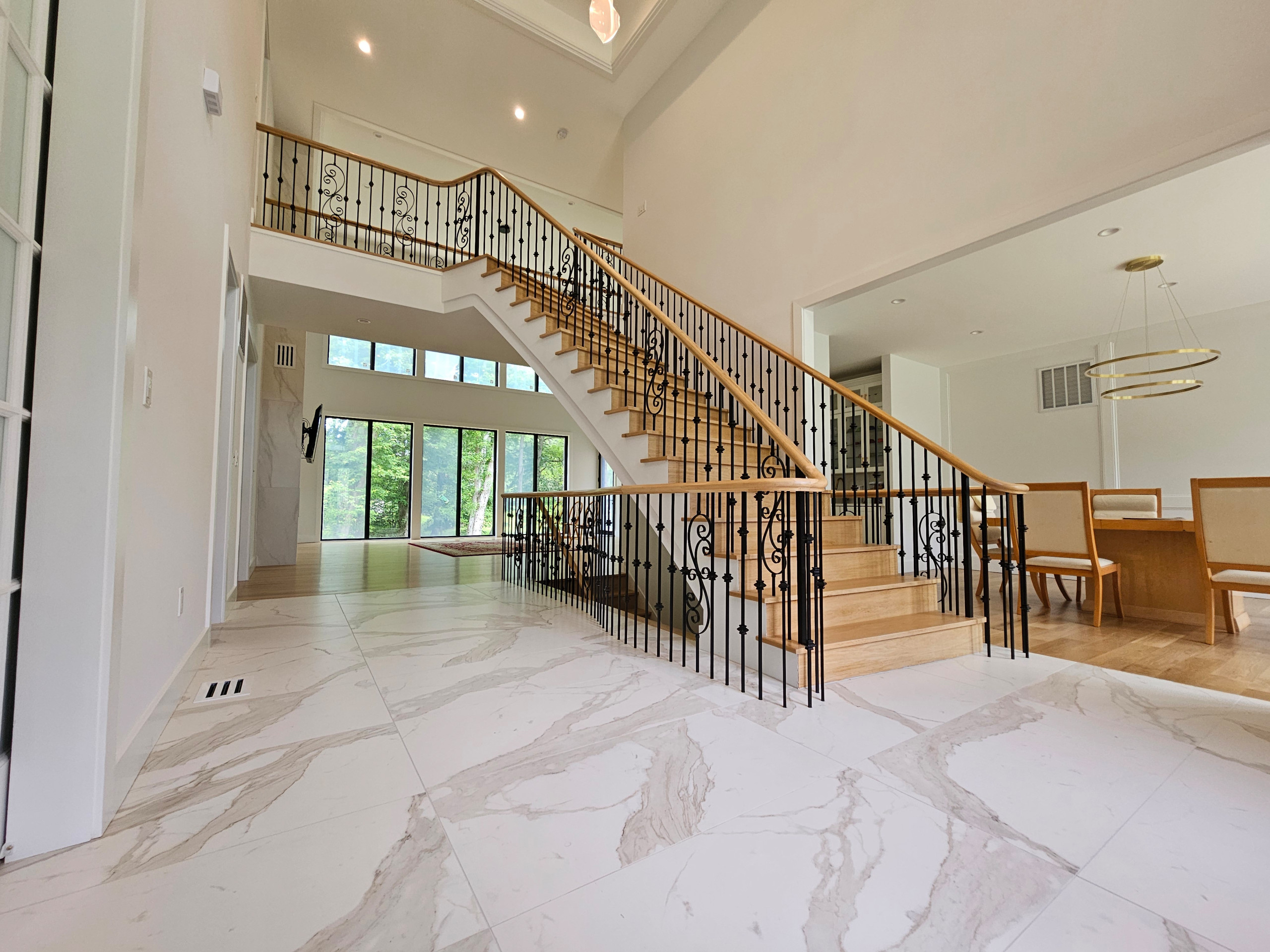 120_Luxurious White Oak Stair with Iron Balusters, Great Falls, 22066