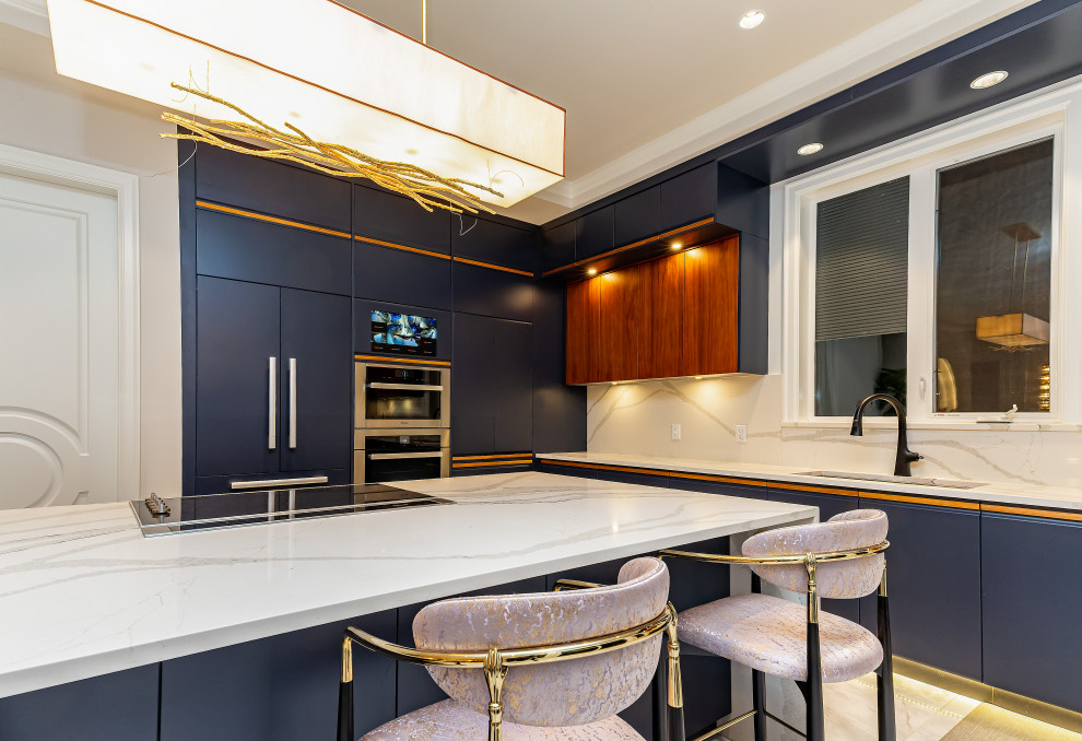 Example of a transitional kitchen design in Vancouver