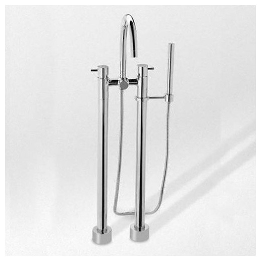 TOTO 37 1/4" Double-Handle Freestanding Tub Filler with Handshower, TB100DF#CP