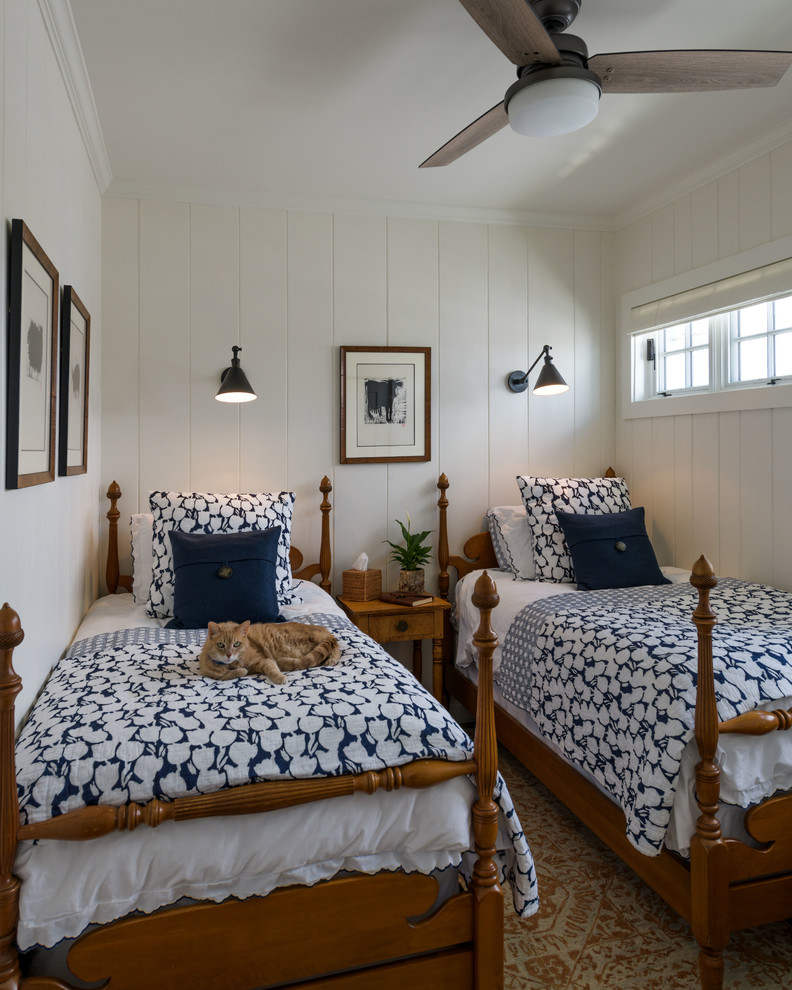 This is an example of a transitional bedroom in Portland Maine.