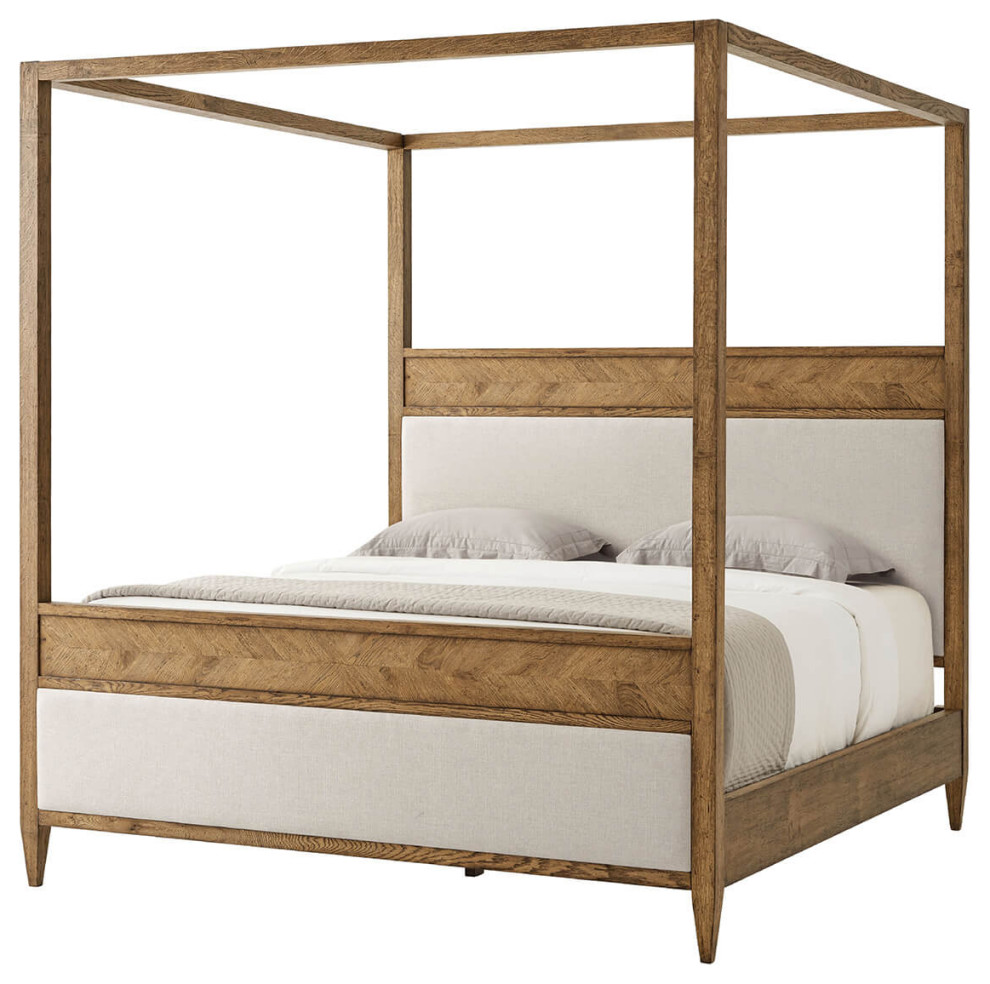 Rustic Oak Canopy Bed King Transitional Canopy Beds by English