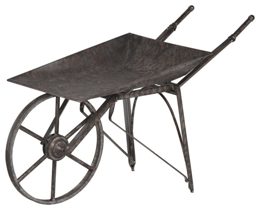 Vintage Iron Wheelbarrow, Charcoal Gray